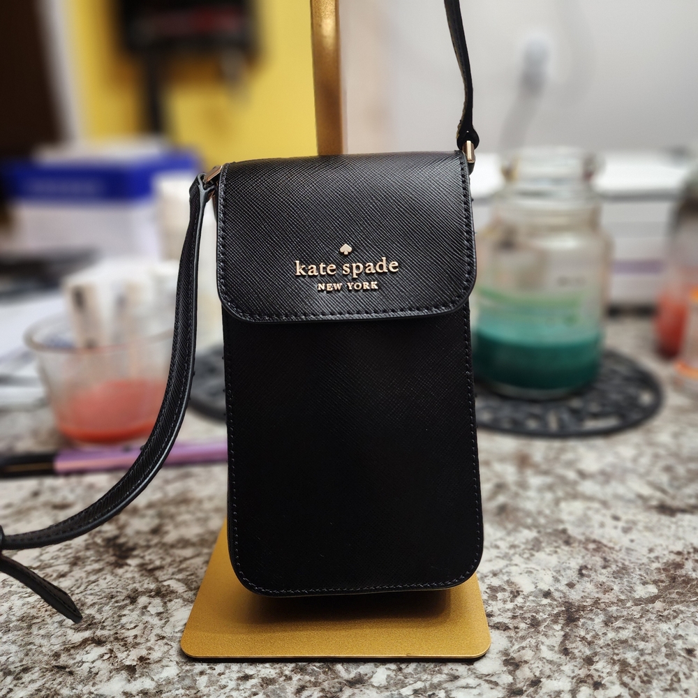 Kate Spade Staci Nort South Black Saffiano Leather Crossbody Phone Bag - Picture 4 of 14